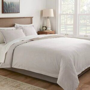 Threshold Cotton & Linen Chambray Light Gray 3 Pc Queen Duvet Cover & Shams Set